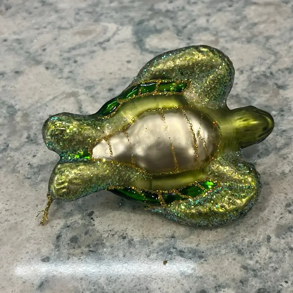Old World Christmas Glass Green Sea Turtle Ocean Ornament 2019